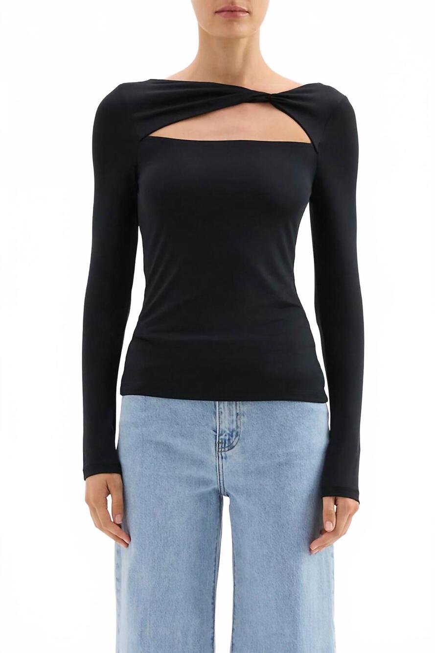NEW NUDE LUCY mara long sleeve top in black